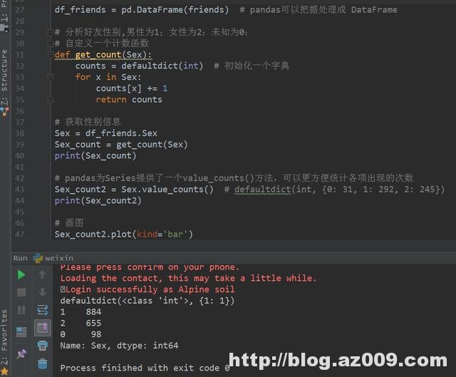 如何利用Python网络爬虫抓取微信好友数量以及微信好友的男女比例